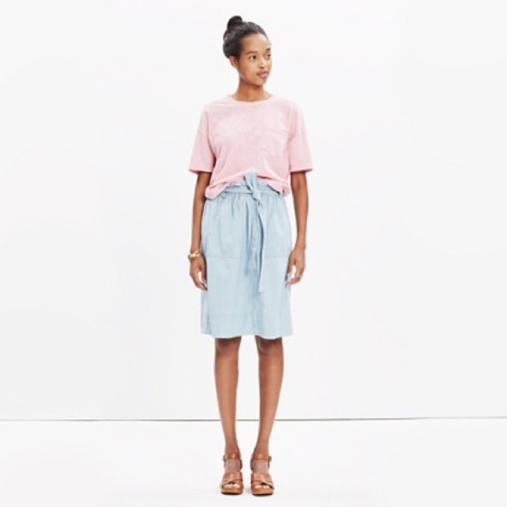Madewell Tie Waist Chambray Skirt